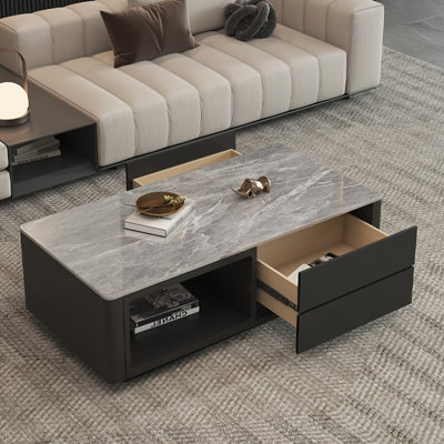Table basse rectangulaire en granit de style luxueux