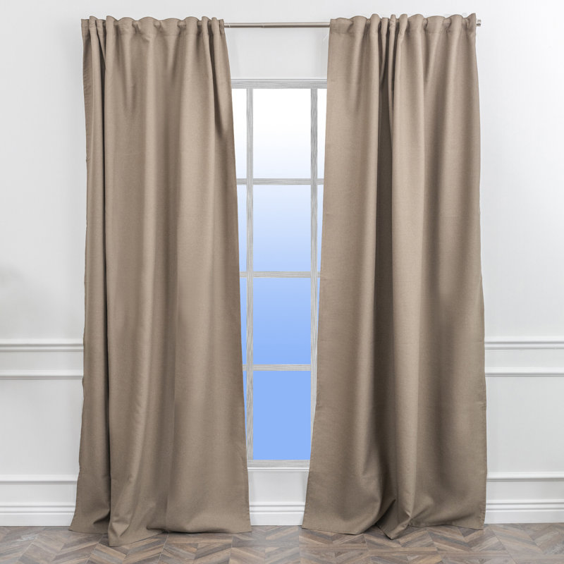Room Darkening Single Curtain Panel, Beige, 260cm Width x 450cm Drop