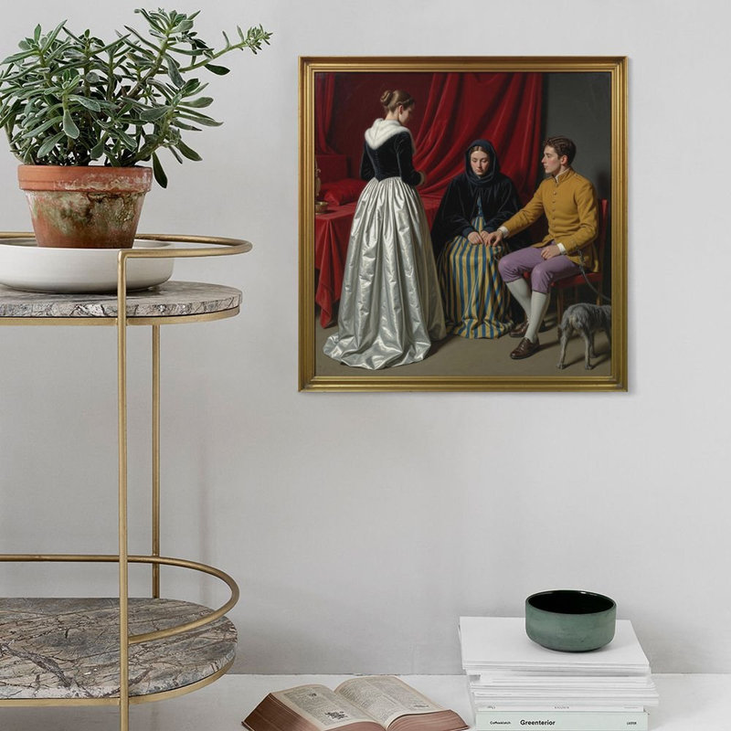 Toile, art mural Gallant Conversation-2, affiche rétro, décoration intérieure, 28 po x 28 po