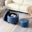 2 Piece Genuine Leather Tufted Round Storage Footstool Ottoman Set -1562120152