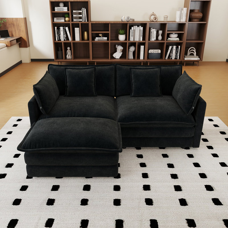 Sofa, Black Chenille