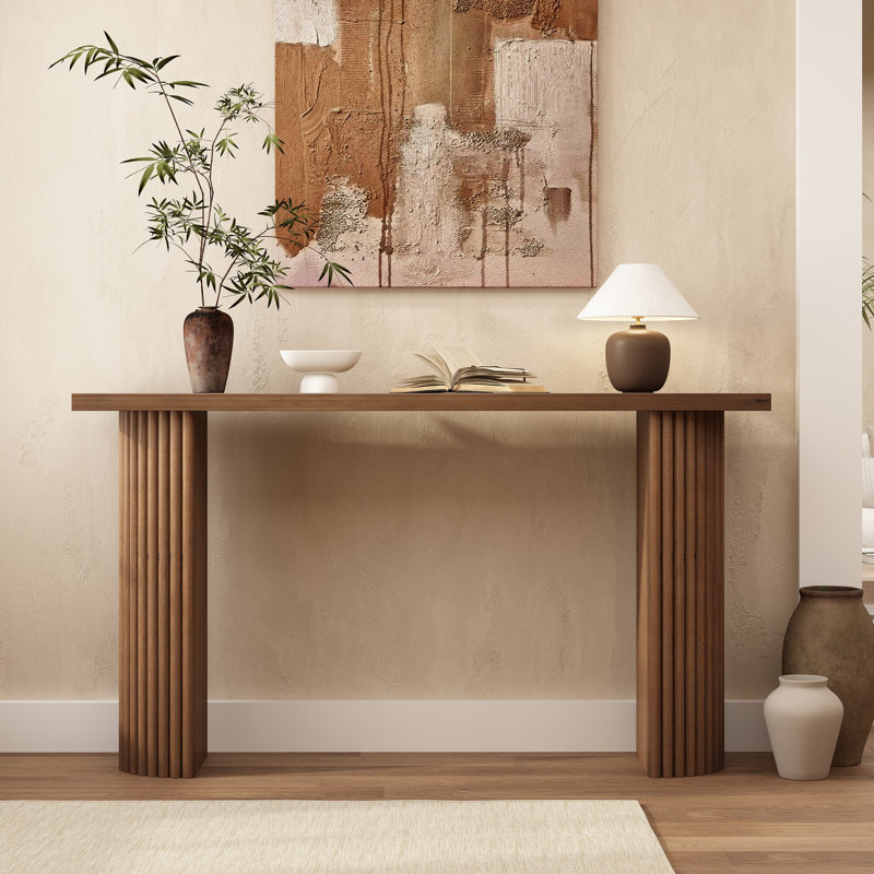 Console en bois cannelé Gennari, Bois brun