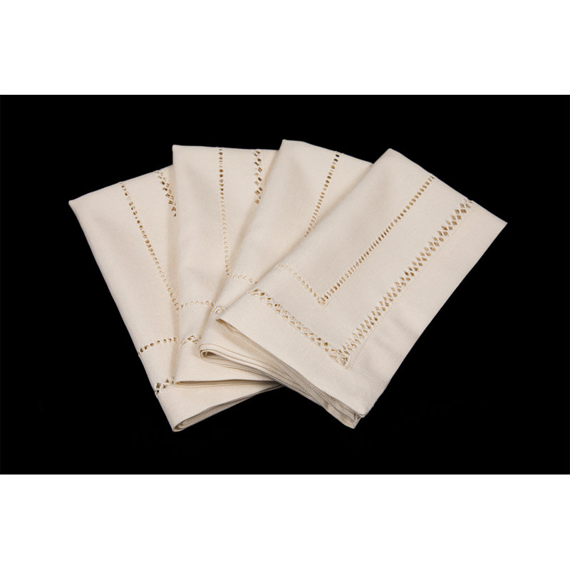 Serviette 20 "faite à la main à ourlet double, Ivoire