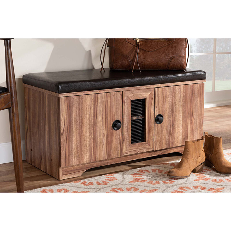 Banc de rangement pour chaussures en similicuir Lena
