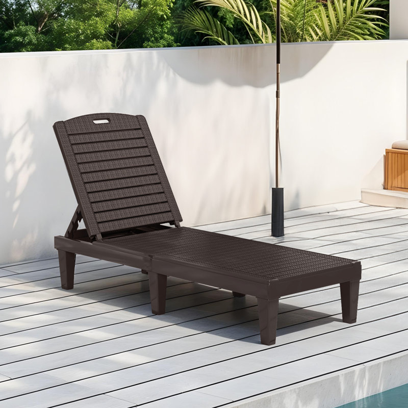 Chaise longue d'extérieur en résine (simple), Brun