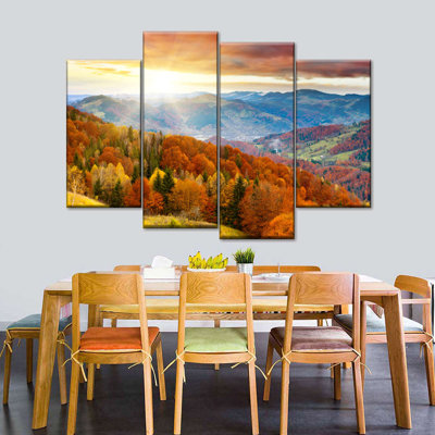 Montagne avec arbres, reproduction d'art sur toile
