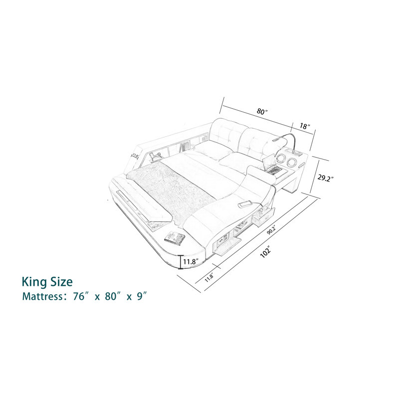 Lilliauna Upholstered Bed, King, Light Gray