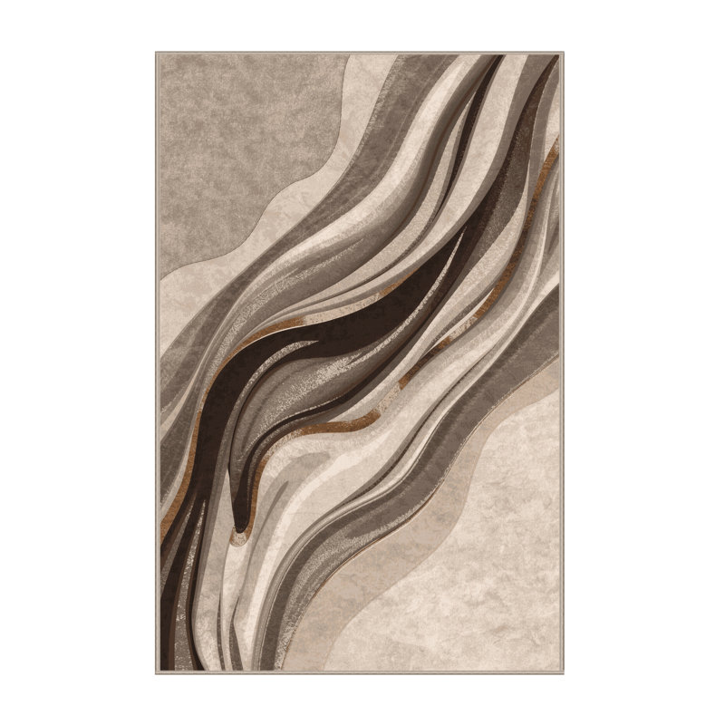 Tapis beige lavable à la machine moderne Brentwood, 5 x 7
