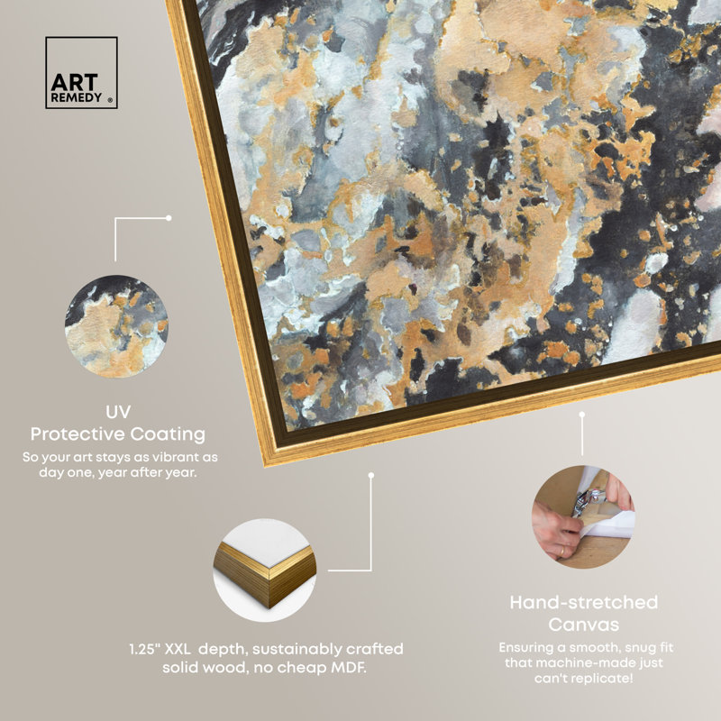 Gold Framed Abstract Canvas Wall Art, 30" x 20"