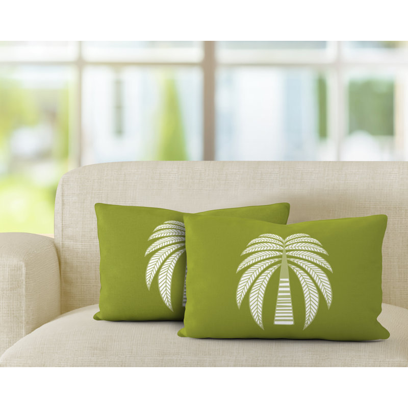 Polyester / Mélange de polyester Housse de coussin rectangulaire intérieure / extérieure lombaire et insert, Chartreuse