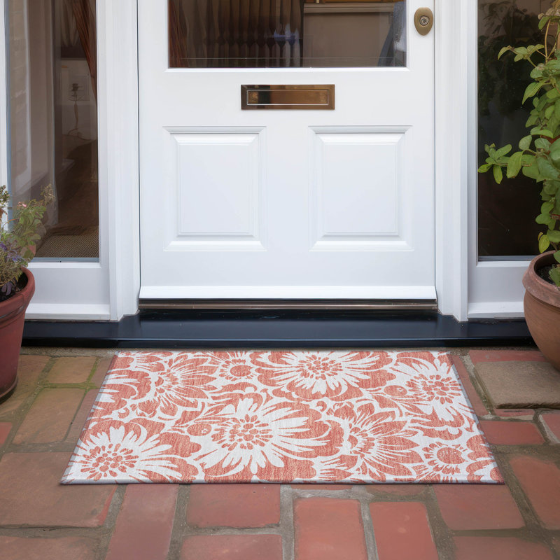 Midlothian Washable Floral Indoor / Outdoor Rug, Rectangle 1'8" x 2'6"