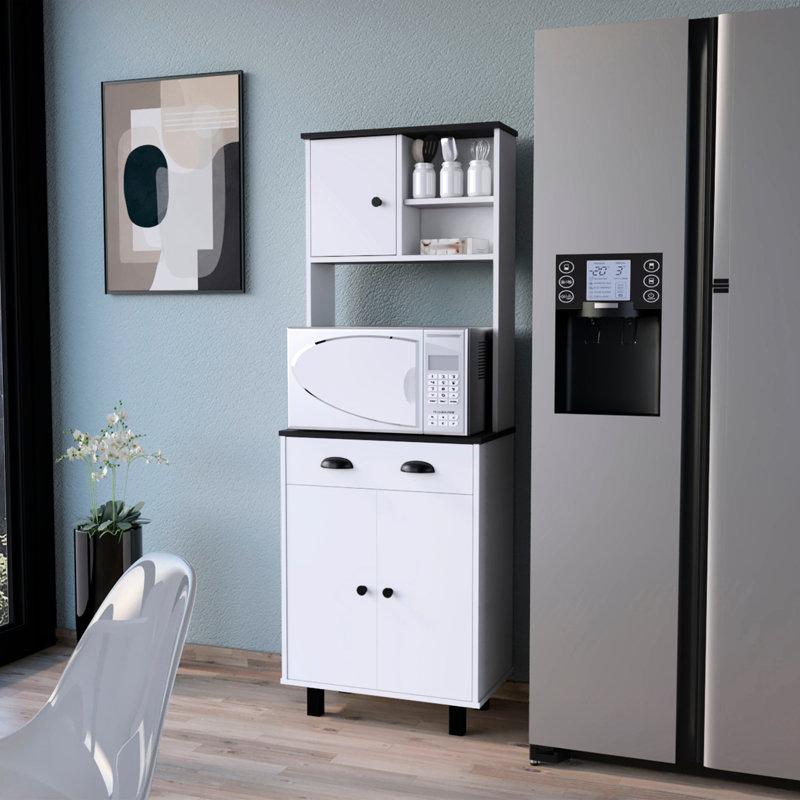 White And Kitchen Pantry - 1 Drawer, Improve Your Storage Options 1 In Maximize Efficiency, White/Walnut