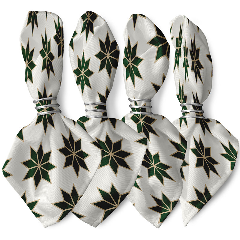 Ciin Polyester Geometric Square Napkin, Green