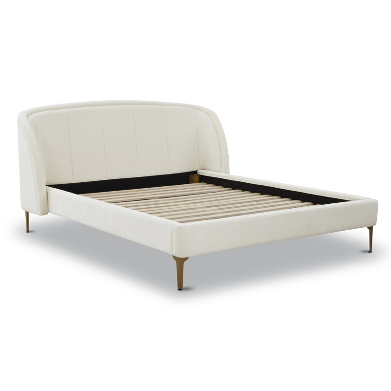 Grand lit Hestia en chenille blanc Mello