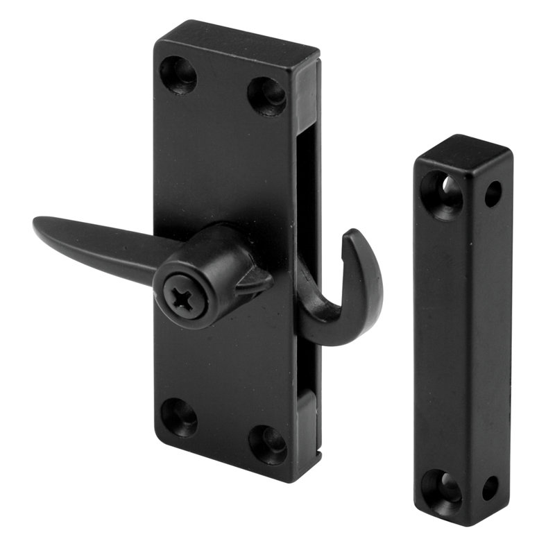 Die-Cast Black Right-Hand Sliding Screen Door Latch (Single Pack), Black