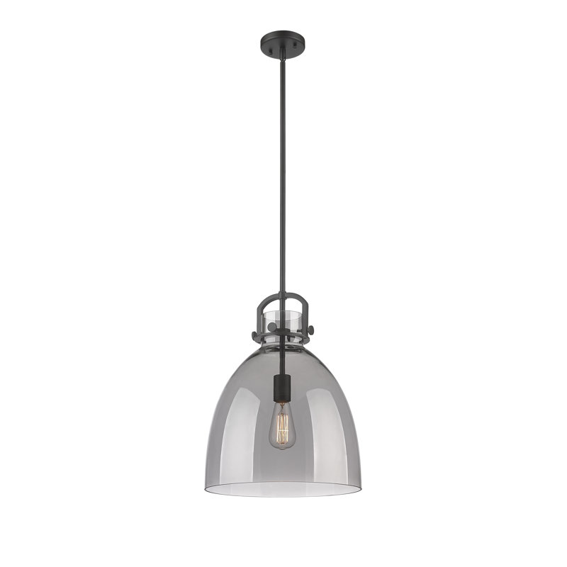 Luminaire suspendu 1 lumière Badillo, H 18,25 po x l 14 po x P 14 po, Plaqué couleur fumée, Noir mat