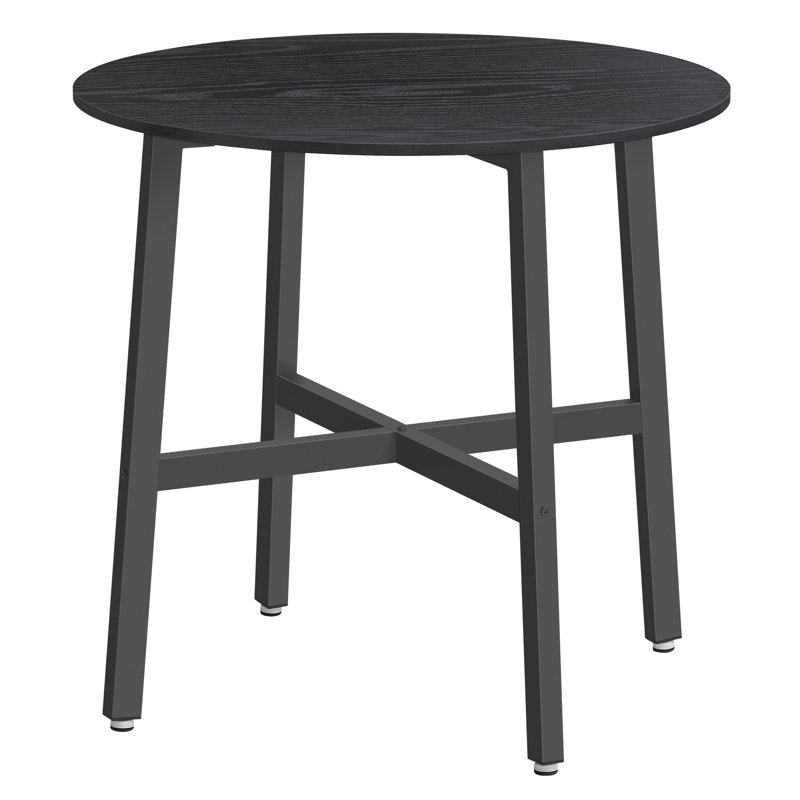 Brillion Round Metal Base Dining Table, Ebony Black