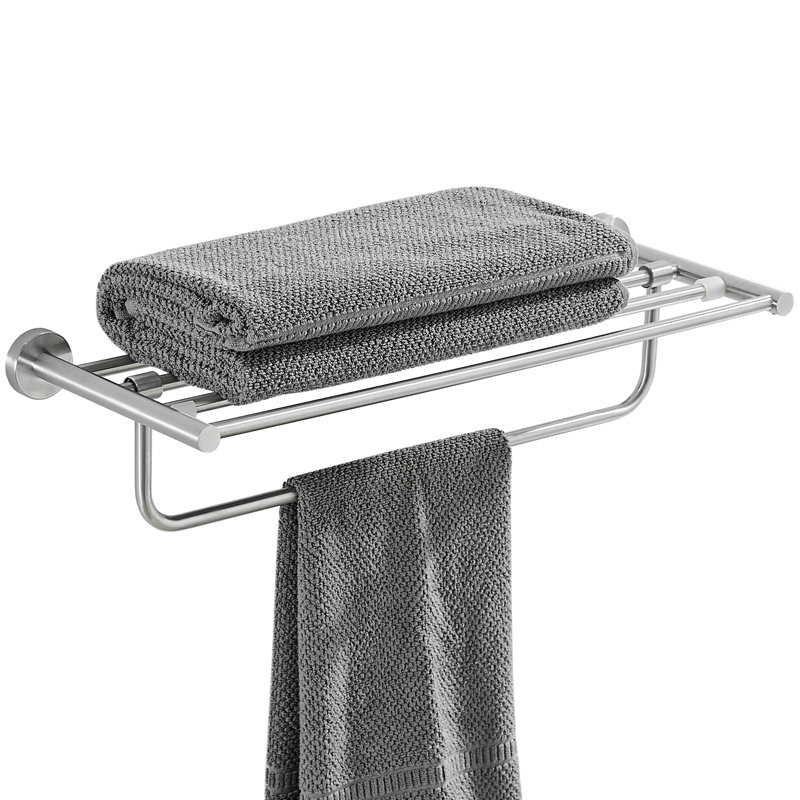 Porte-serviettes 24 po avec porte-serviettes, Argent brossé