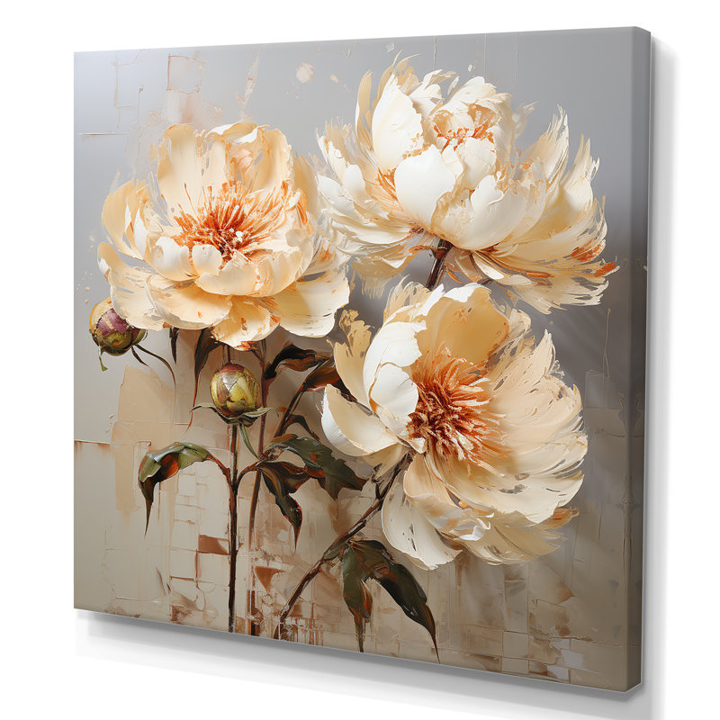 Décoration murale pivoines douces - pivoines, H 16 po x l 16 po x P 1 po, Toile tendue