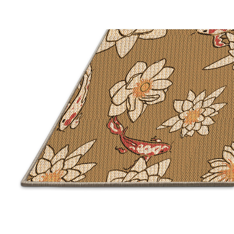 Tapis carré abstrait orange, Rectangle 3 pi x 5 pi