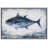 Blue Tuna Fish Artwork, Coastal Marine Life Living Room Pictures, Framed Canvas Giclee Print Wall Art-126136950-126136948