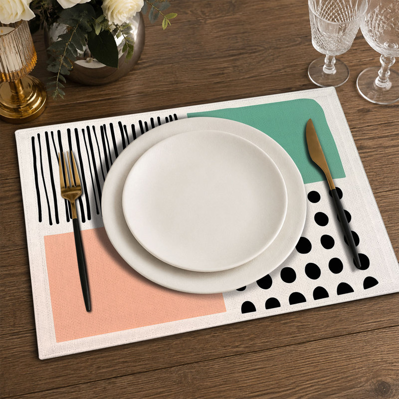 4-Piece Polyester Rectangle Dining Table Placemat