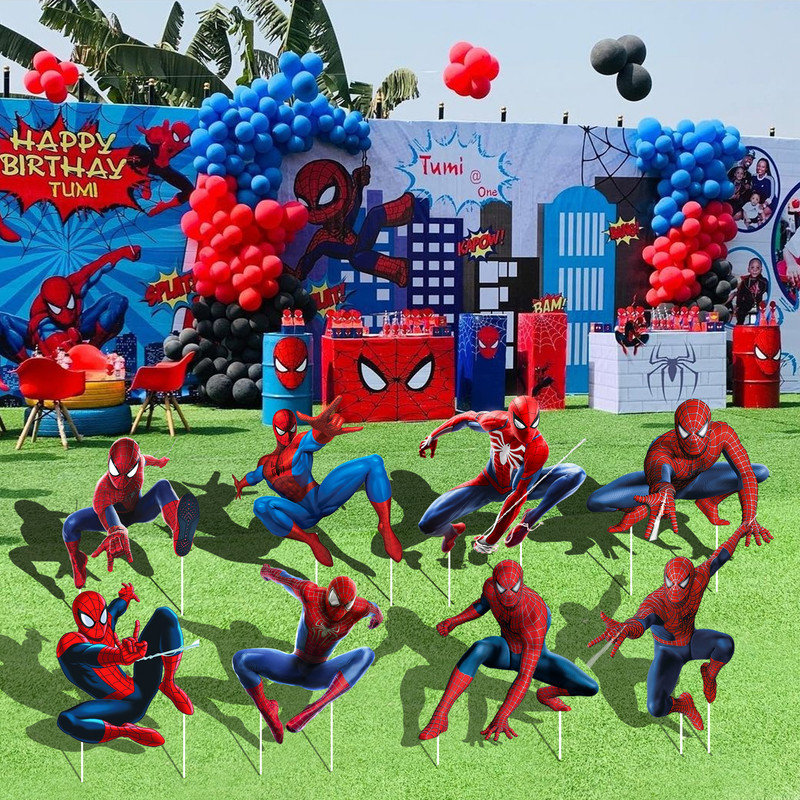Spiderman Themed Party Supplies, 8 Pcs Spiderman Yard Signs