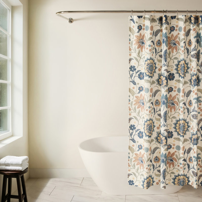 Rideaux de douche à imprimé floral, Marine