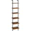 Étagère en bois à 6 niveaux, bibliothèque murale et support de rangement, brun rustique et noir pour le salon, la chambre à coucher, le bureau ou le balcon