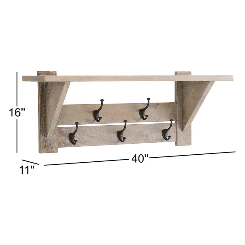 Portemanteau industriel en bois massif de 40 po Castleton