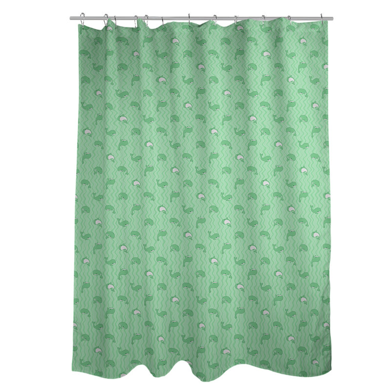 Rideau de douche simple katelyn elizabeth baleines, Vert