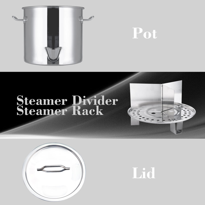 20 Quart Stainless Steel Steamer Pot with Basket Insert