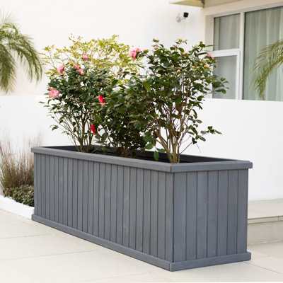 Barros Solid Cedar Rectangular Planter Box with Drainage Holes