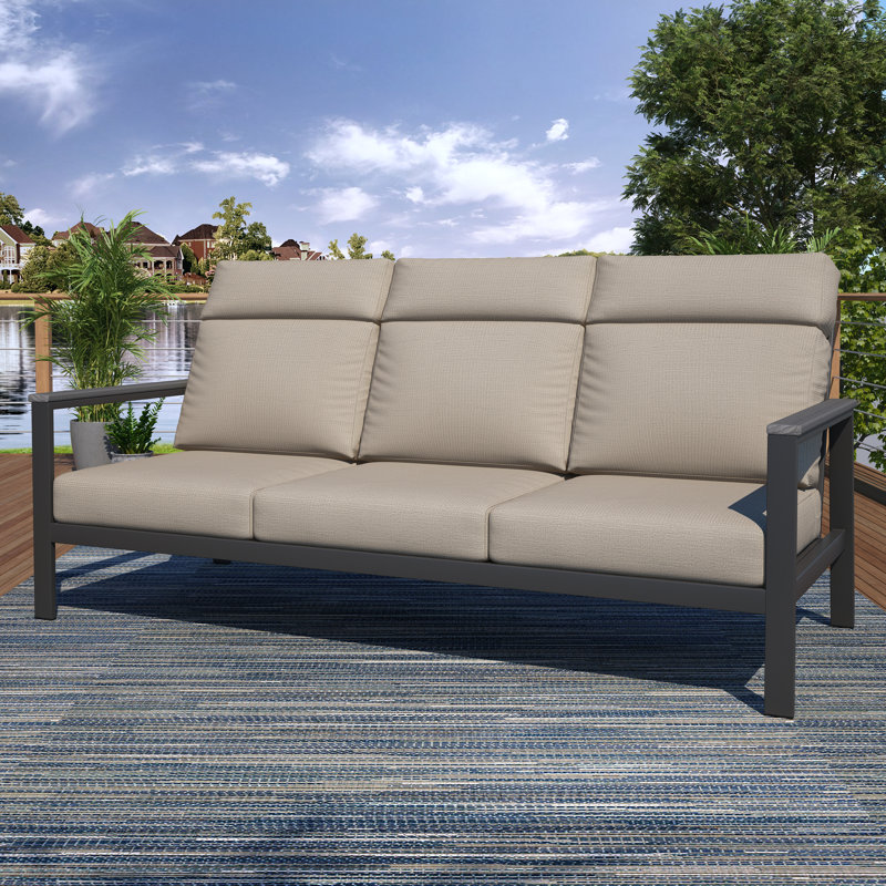 Townsend Metal Outdoor Sofa With Sunbrella Cushion, Cast Silver, Gray, Yes