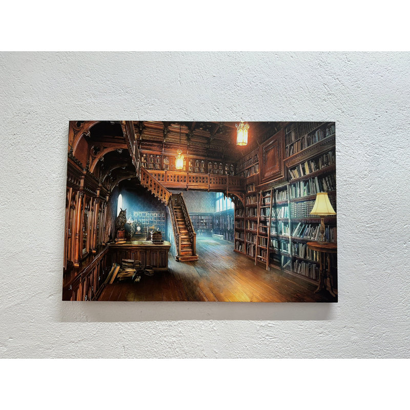 Art moderne sur toile imprimée: Élégant décor de livre, toile blanche encadrée 1P, 39,4 po H x 63,1 po l
