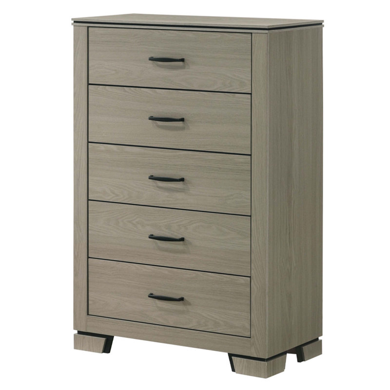 Commode de rangement moderne à cinq tiroirs, Gris