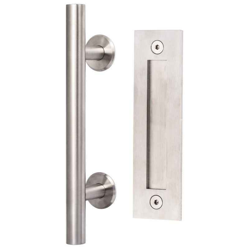Barn Door Hardware Handle, 12", Ladder With Flush Handle, Satin Stainless