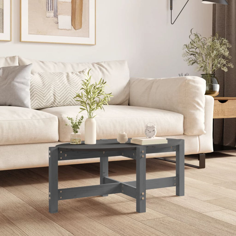 Wroblewski Solid Wood Four Leg Coffee Table, Grey, 35cm H x 87cm W x 48cm D