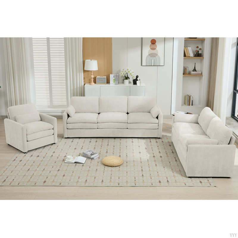 Ensemble de canapés douillets rembourrés Cozy, Beige