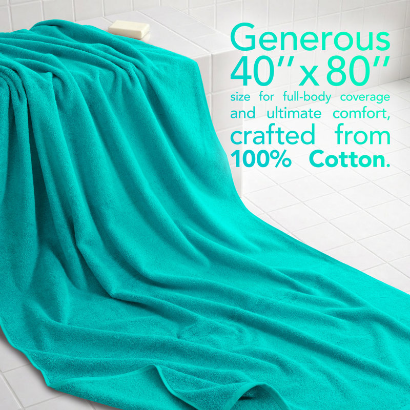 Drap de bain surdimensionné 100% coton 40 x 80 Darcelle, Bleu turquoise