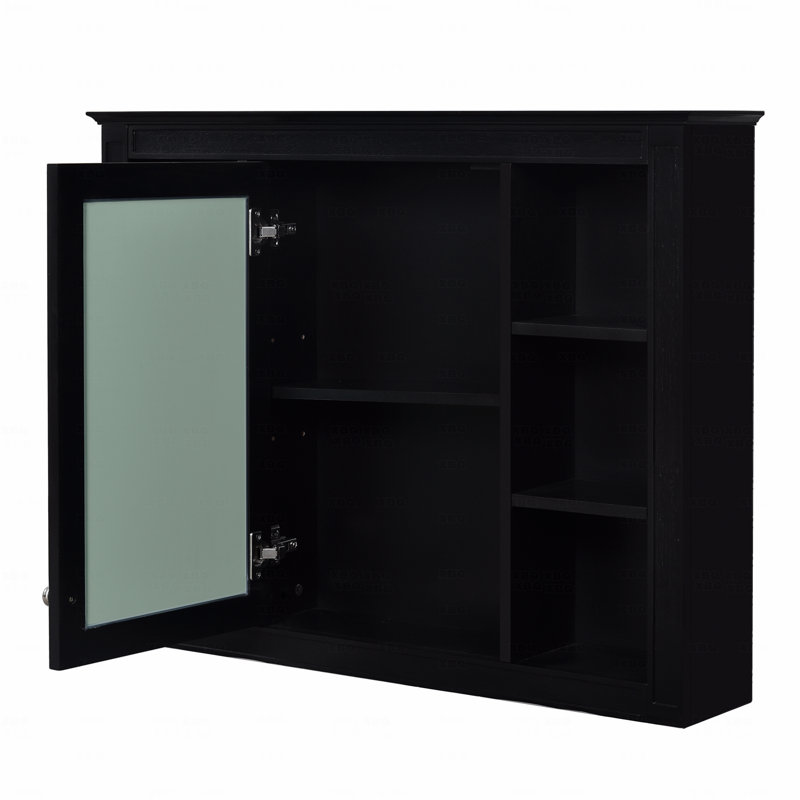 Armoire à pharmacie 35 po x 27,5 po, armoire de rangement murale pour salle de bain, armoire murale moderne avec miroir, armoire à miroir avec 6 tablettes ouvertes (meuble-lavabo non inclus)
