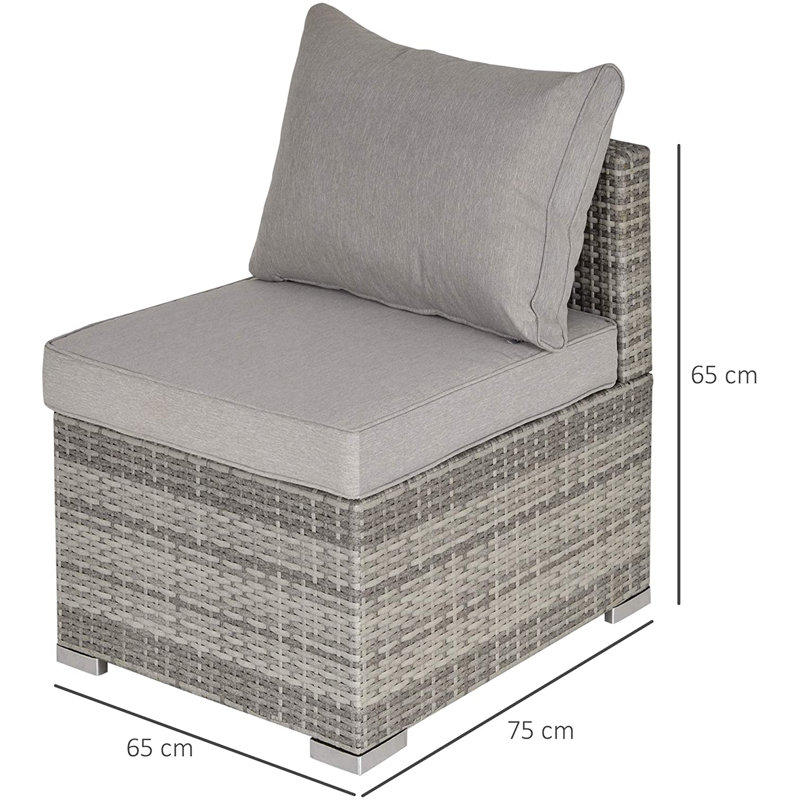 Gennett Wicker Outdoor Armless Lounge Chair, Light Grey/Beige