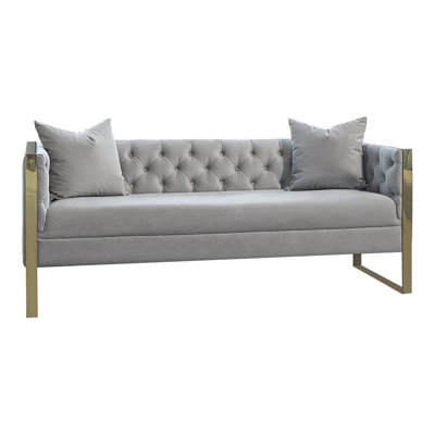 Fahmi 75" Velvet Tuxedo Arm Sofa
