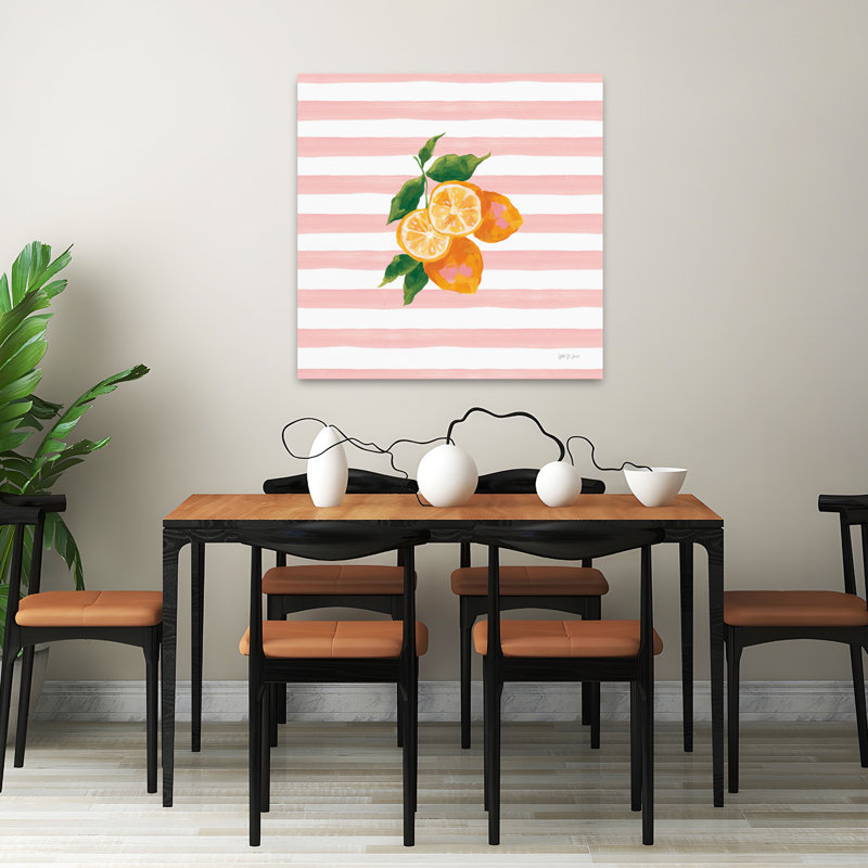 Été en rayures I, art contemporain, H 32 po x l 32 po