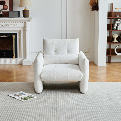 Chaise d'appoint moderne capitonnée, canapé simple rembourré en velours avec coussin lombaire Raindrop