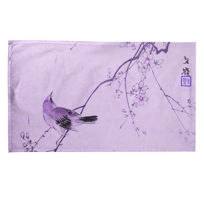 Serviette de thé à oiseaux et fleurs japonaises rétro