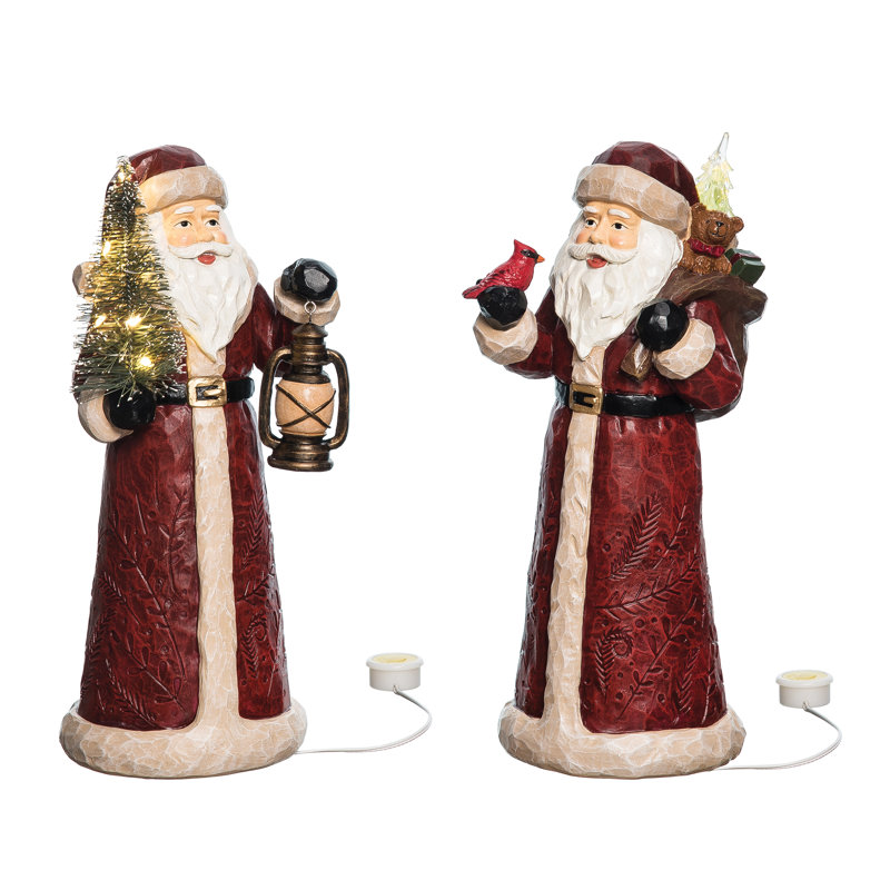 Figurine de père Noël lumineuse à DEL, ensemble de 2