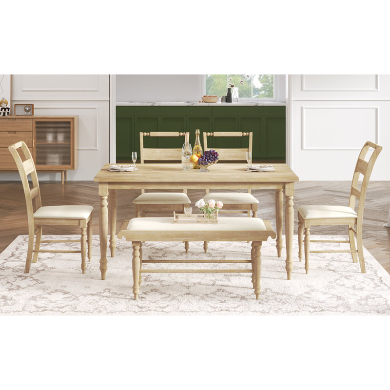 Bricia Rectangular 6 Piece Dining Set, Natural, Natural