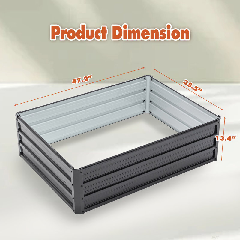 4x3x1ft Metal Raised Garden Bed,Deep Root Outdoor Galvanized Planter Box,Patio Kit Planting Beds for Vegetables Flowers Herb,Black