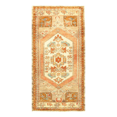 Tapis turc antique Oushak 1 pi 9 po x 3 pi 6 po